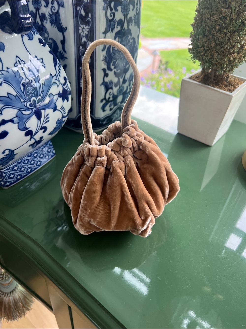 Vintage velvet bucket bag